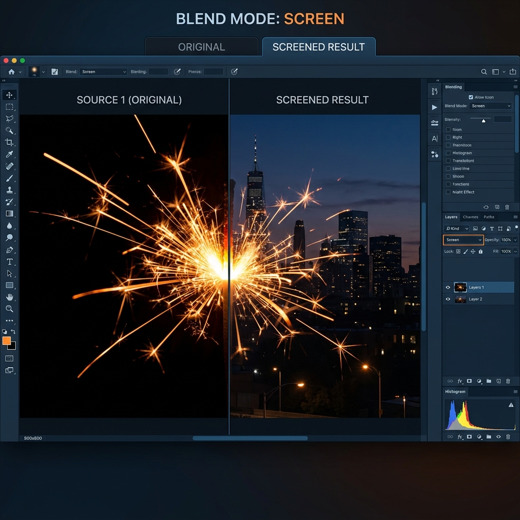 How Screen Blend Mode Works - Adding fire and sparks effects